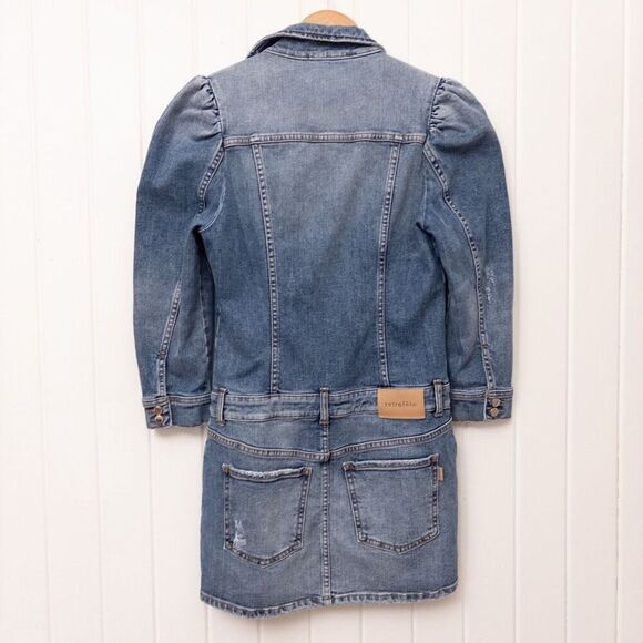 Retrofete Sibi Puff Sleeve Denim Mini Dress Size Medium - Picture 7 of 10